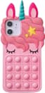 Pop Hoesje voor iPhone 12/12 Pro, Schattig Mooi Lichtroze Magische Eenhoorn Drukverlichten Fidget Push Bubbles Siliconen Zacht Telefoonhoesje voor Apple 12/12 Pro 6.1 inch