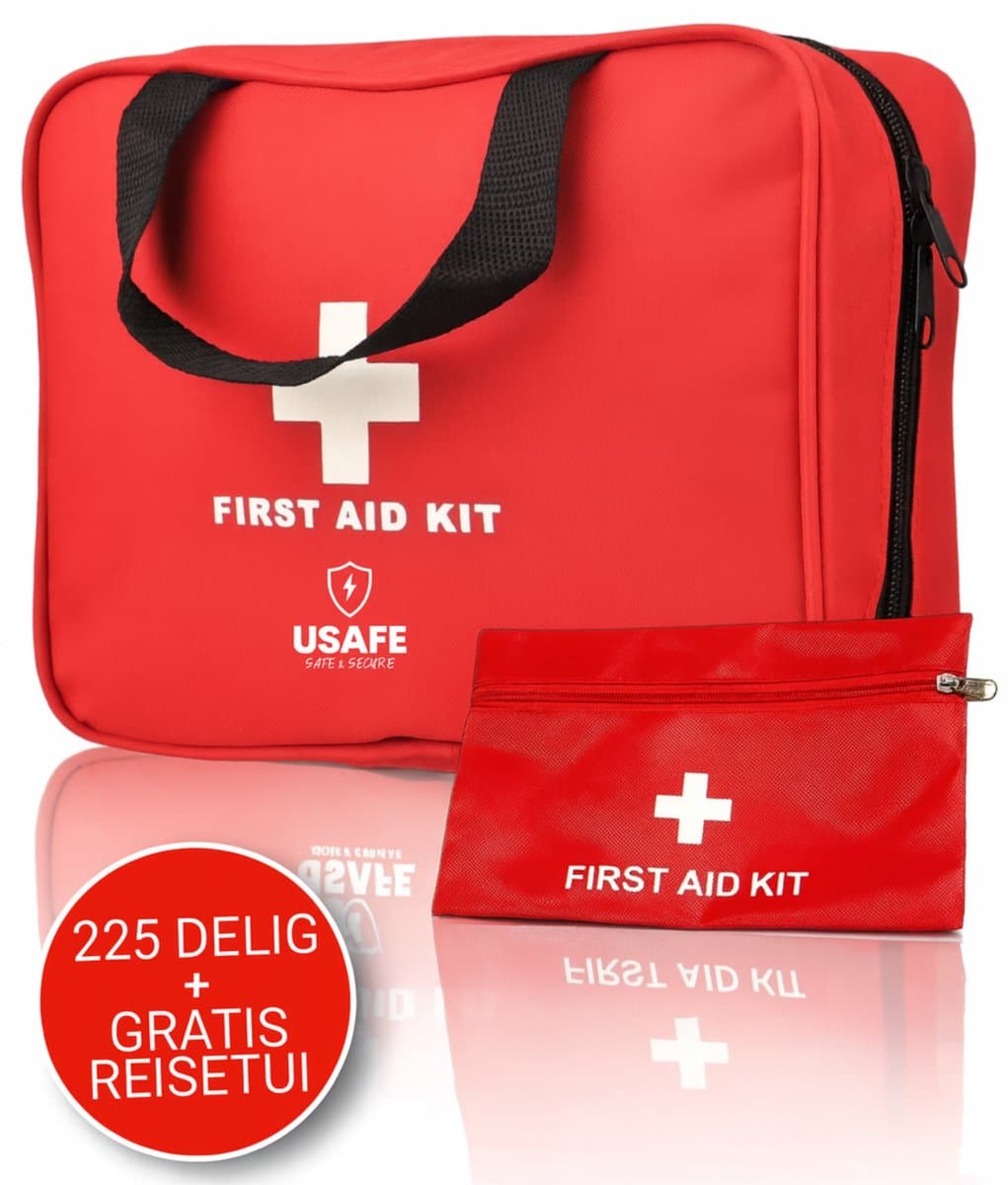 EHBO Set 225 delig + Reisetui - Compacte EHBO doos + Noodpakket - EHBO koffer - Complete Verbanddoos voor Thuis, Auto & Reizen - Afbeelding 1