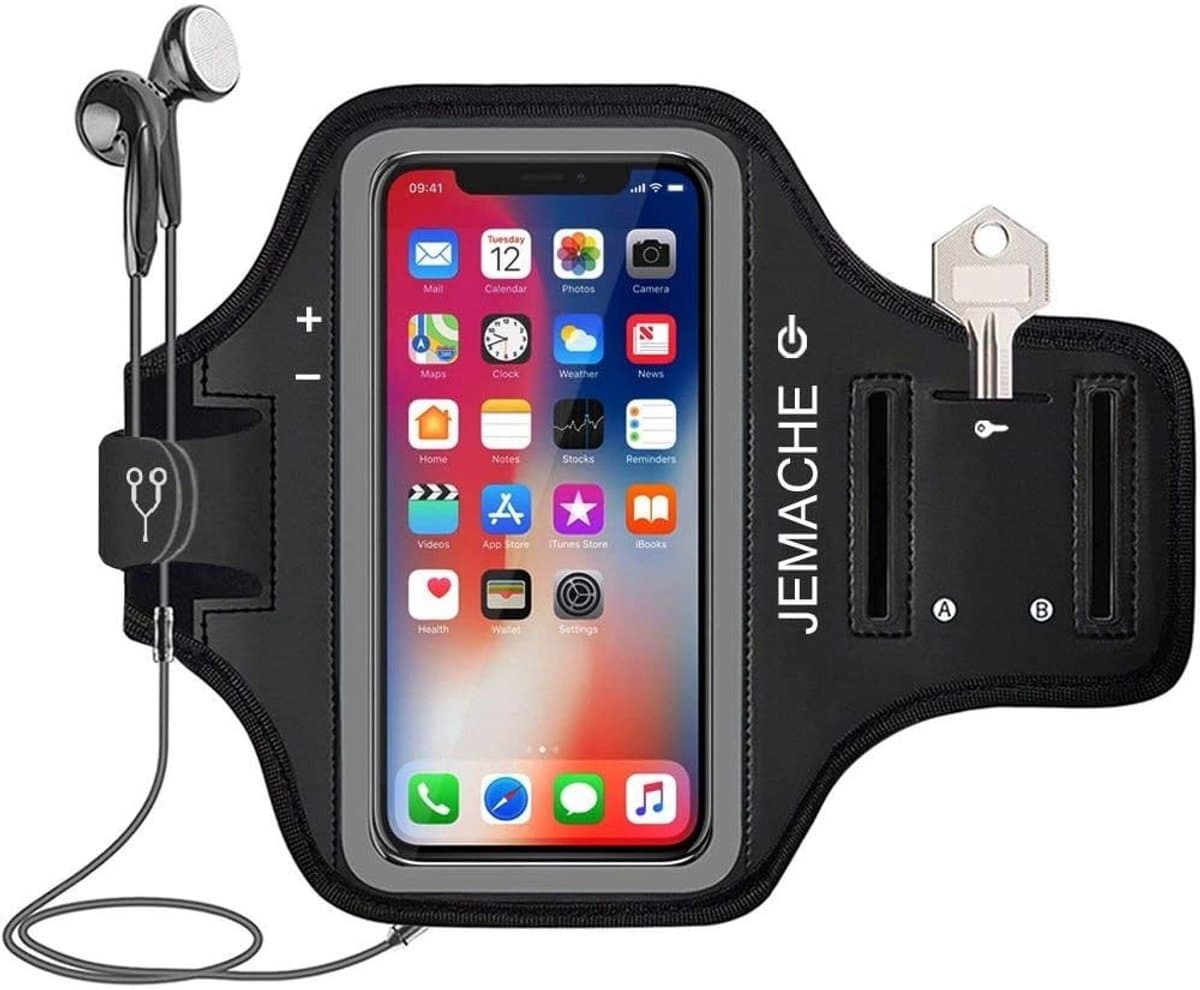 Armband voor iPhone - Zwart - Voor iPhone 14 Pro, 13 Pro, 12 Pro, 11 Pro, XS, X - Neopreen Sportarmband voor Hardlopen en Workouts