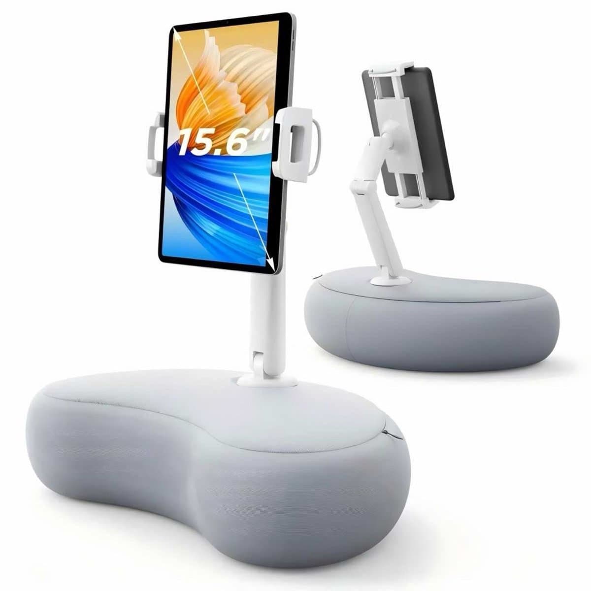 SJ® Tablet Kussen met Houder – Verstelbare Tablet Standaard, Ereader Houder – Geschikt voor Tablet & Smartphone tot 15.6 Inch – Zachte Pillow Pad – Wit - Afbeelding 1