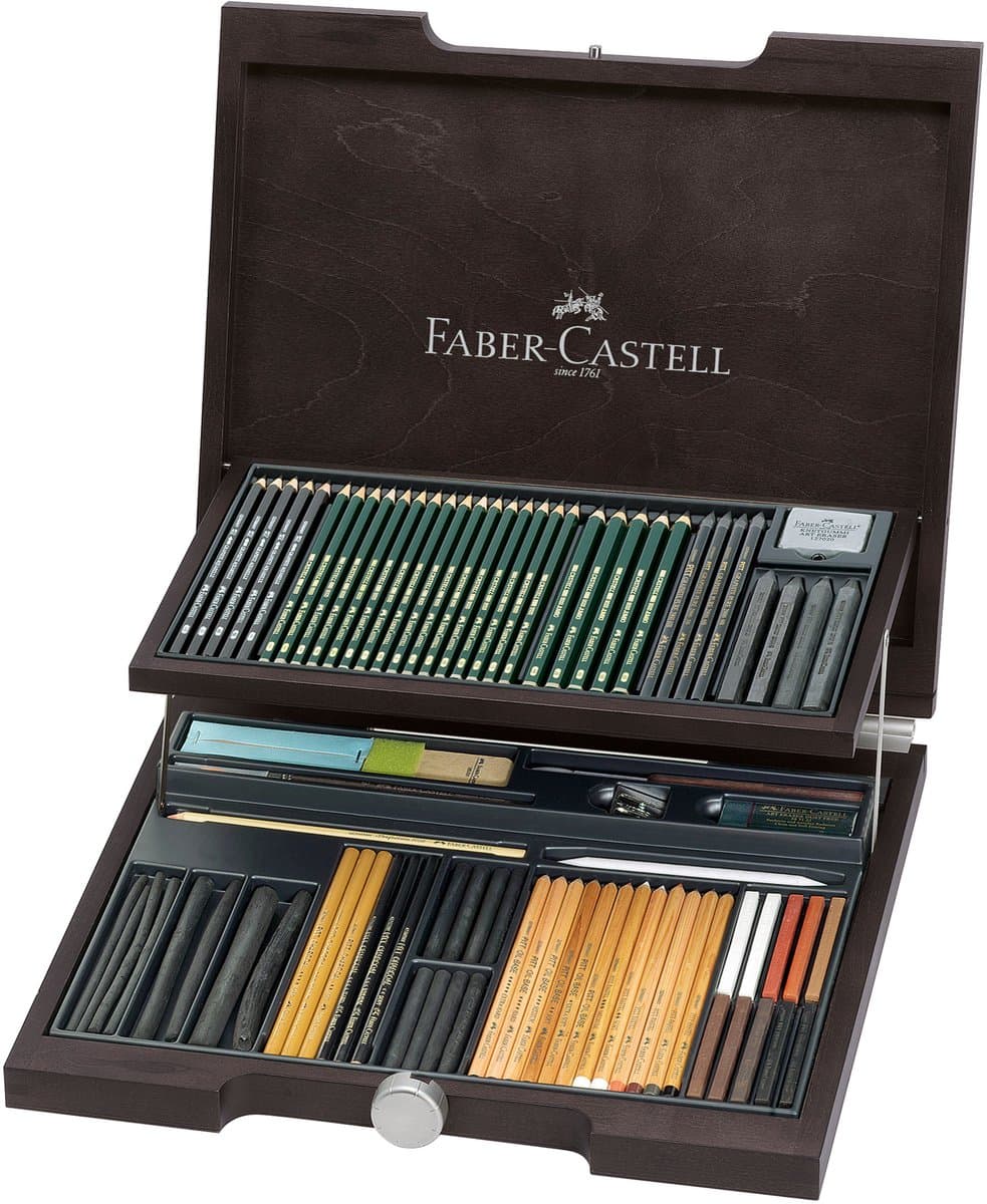 Faber-Castell Pitt Monochromos Artist set - houten koffer 86-delig - FC-112971 - Afbeelding 1