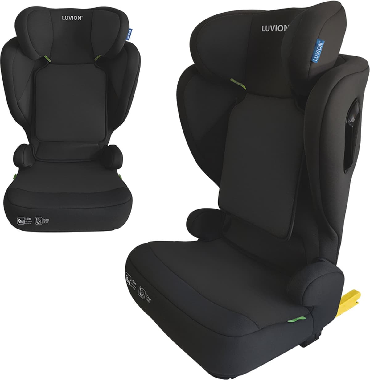 LUVION® FLEX-i Opvouwbare Autostoel – Eclipse Black (i-Size 100–150 cm) - Autostoel Groep 2 3 - Autozitje geschikt voor (3,5 tot 12 jaar) - Zwart - Afbeelding 1