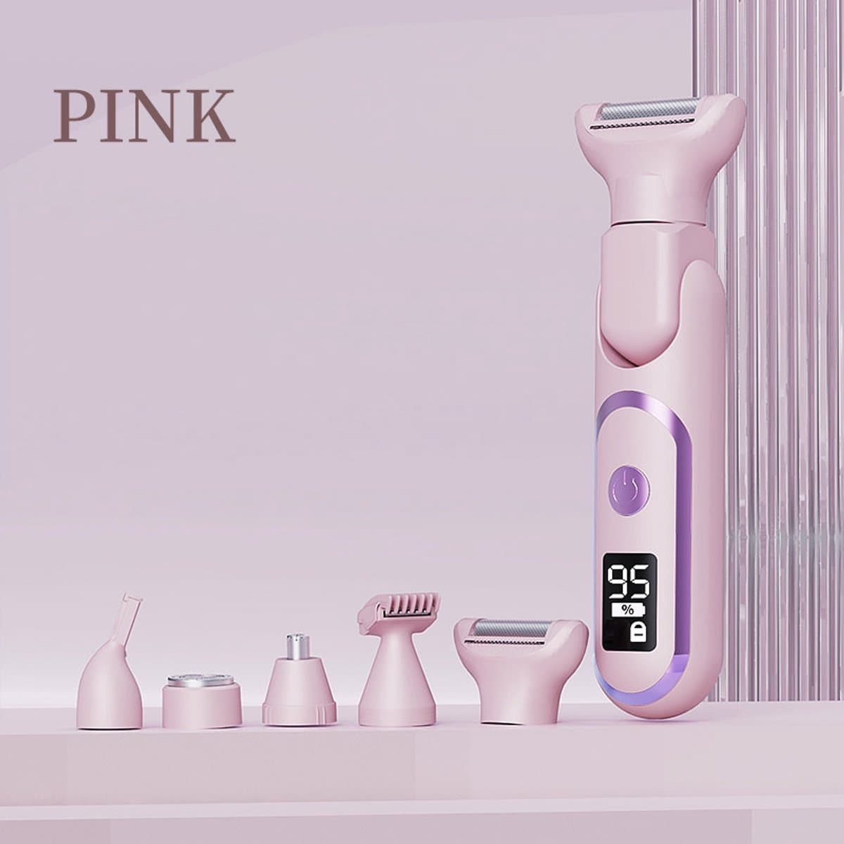 Roze digitaal display TYPE-C multifunctioneel apparaat voor ontharing voor vrouwen, elektrisch scheerapparaat voor oksels, intieme wenkbrauwtrimmer - Afbeelding 1