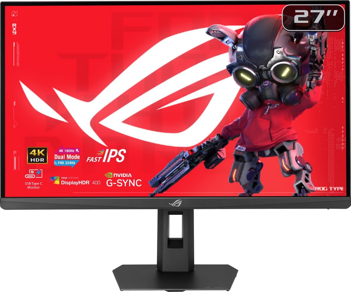 ASUS ROG Strix XG27UCSR - 4K Gaming Monitor - USB-C 15W - 4K 160Hz, FHD 324Hz Dual Mode - 0.3ms - 27 Inch - Afbeelding 1
