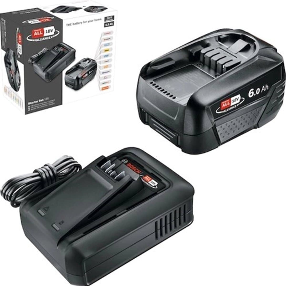 Bosch Groen Starter Set 18V 1x 18V 6.0Ah + AL18-44 | 18V (1x 6.0Ah accu + lader) - 1600A032A8 - Afbeelding 1