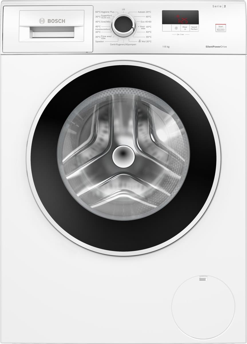 Bosch WGE03408NL - Serie 2 - Wasmachine - 8 kg - 1400 rpm - Energielabel A - Bespaar water met ActiveWater Plus - SpeedPerfect - Stil - Afbeelding 1