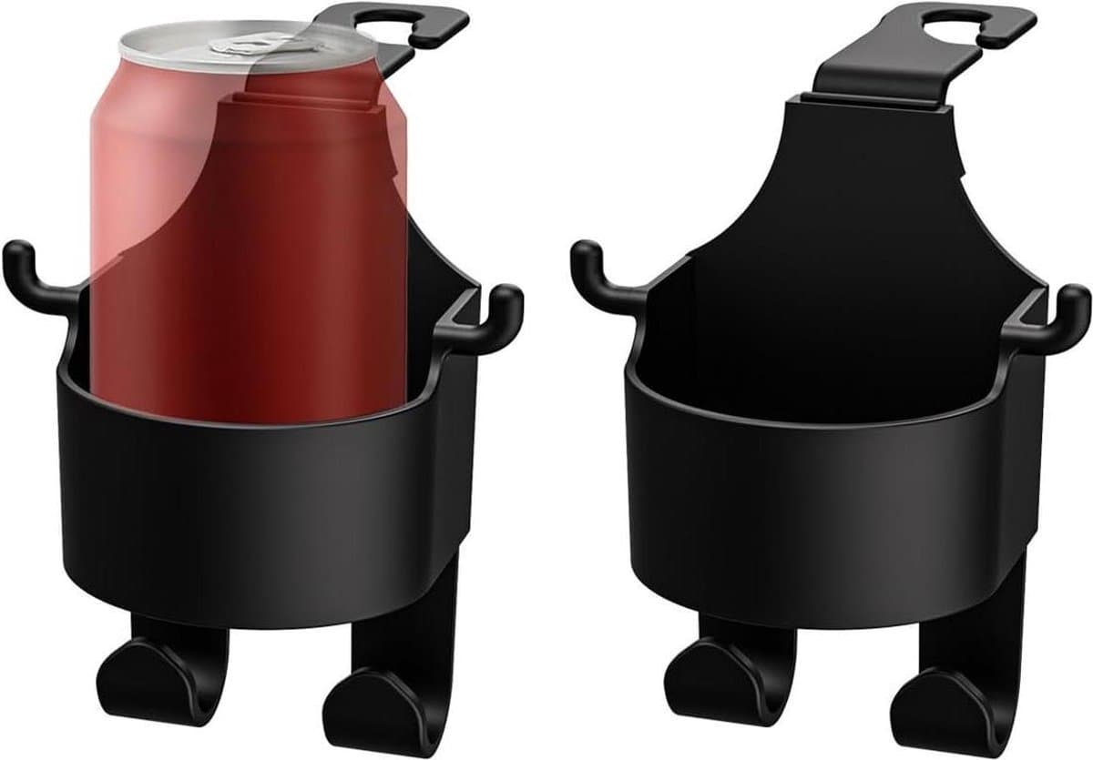 2 stuks autostoel achterhaken - waterbekerhouderhaak - universele autostoel rughaak - multifunctionele bekerhouderhaak - autohoofdsteunhaak (zwart) - Afbeelding 1