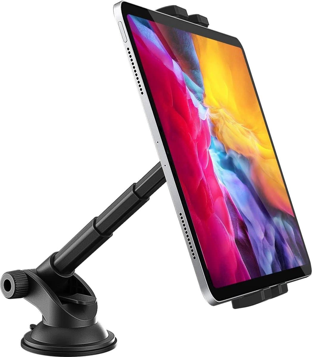 Dashboard Tablet Houder met Zuignap en Telescopische Arm [360° Rotatie] voor iPad Pro, Air, Mini, iPhone en meer - 4-11" Tablet Smartphone - Afbeelding 1