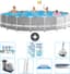 Intex Rond Prism Frame Zwembad - 610 x 132 cm - Grijs - Inclusief Pomp - Ladder - Grondzeil - Afdekzeil Onderhoudspakket - Filters - Stofzuiger