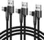 USB 2.0 naar USB-C Kabel 1 Meter - 3 Pack met 90 Graden Hoek, Nylon 3A Type C Oplaadkabel voor iPhone 16/15, Galaxy S23/S22/S21, Huawei P30/P20 en Google Pixel