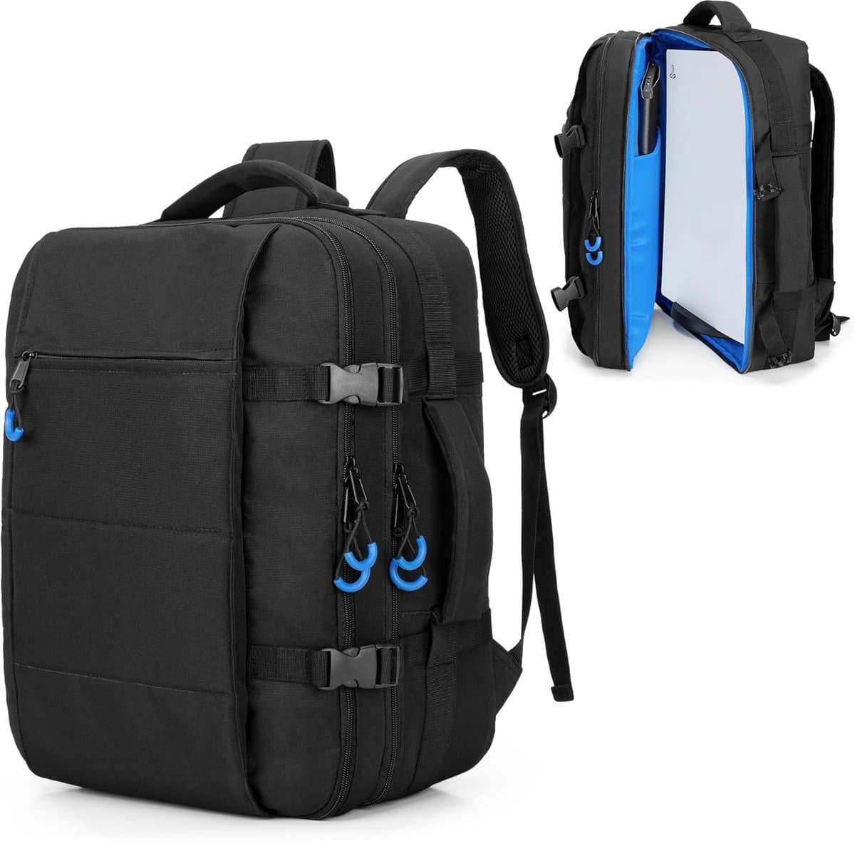 Rugzak compatibel met PlayStation 5-console, draagtas, geschikt voor PS5/PS4-console, controller, 15,6 inch laptop, gamediscs (patent design), zwart, Medium, Zakelijk - Afbeelding 1