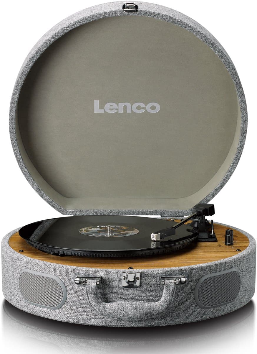 Lenco Retro Platenspeler - Koffer Platenspeler met ingebouwde Speakers - Bluetooth en AT3600L cartridge - LS-66GY - Grijs - Afbeelding 1