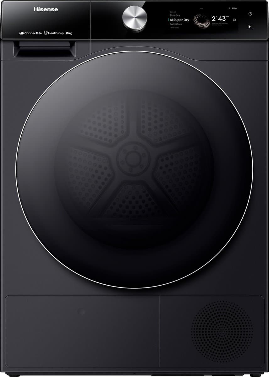 Hisense 7S Serie DH7S107BB - Wasdroger met Energielabel C - TFT Display - Warmtepompdroger - 10kg - ConnectLife - Basket Dry - Afbeelding 1