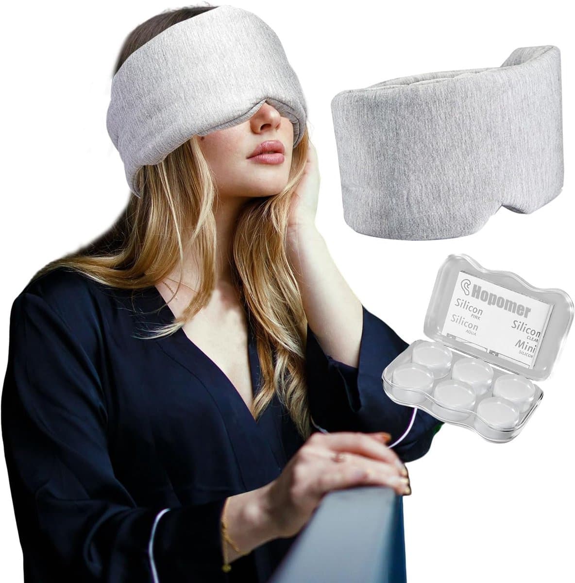 7 Stuks Slaapmasker & Oordopjes Set - Geluiddicht & Verstelbaar - Katoen voor Diepe Slaap - Afbeelding 1
