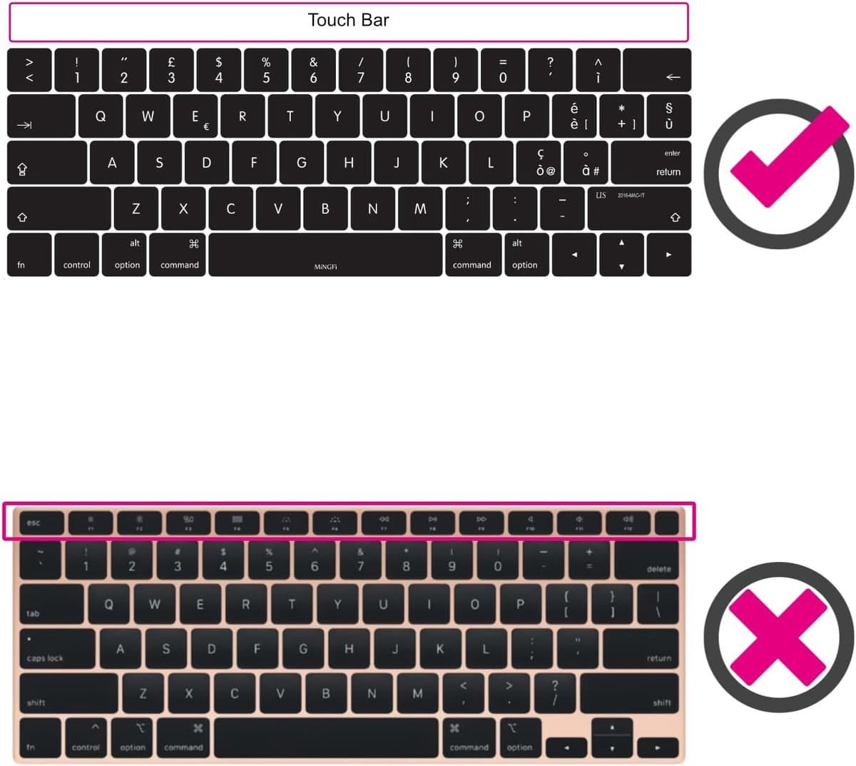 Toetsenbordbeschermer Arabisch voor MacBook Pro 13" A1706/A1989/A2159 (2016–2020), Pro 15" A1707/A1990 (2016–2019) US/ANSI - Zwart - Afbeelding 1