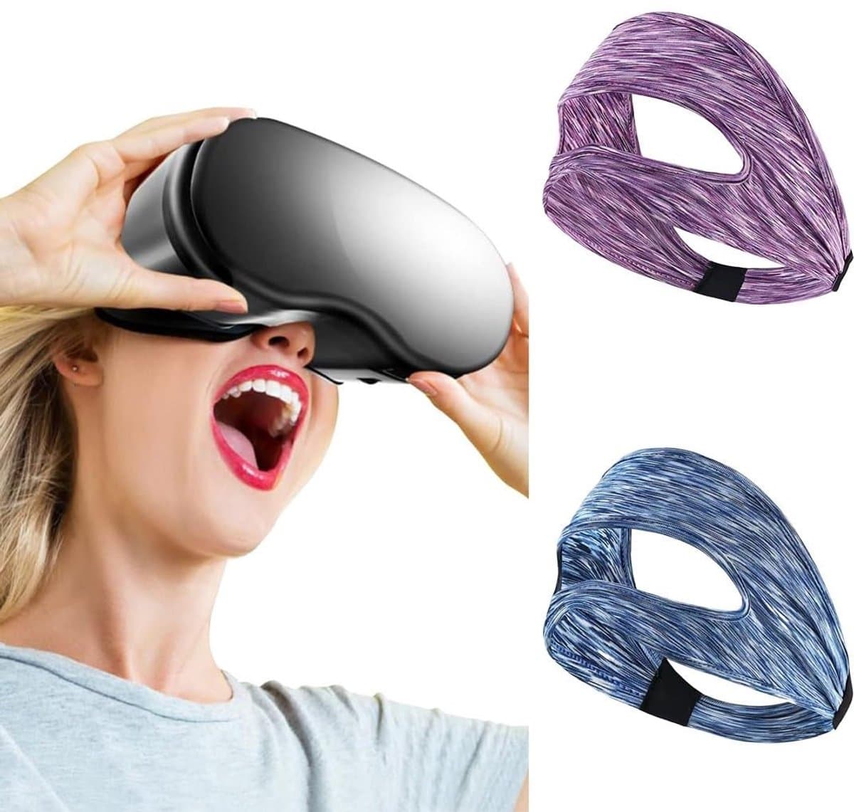 Solidchoice - 2 stuks VR-masker, VR-masker, ademend VR-masker, wasbaar, voor VR-koptelefoon PS VR2/Meta Quest Pro/Meta Quest 2/Oculus Quest 2/HTC Vive - Afbeelding 1