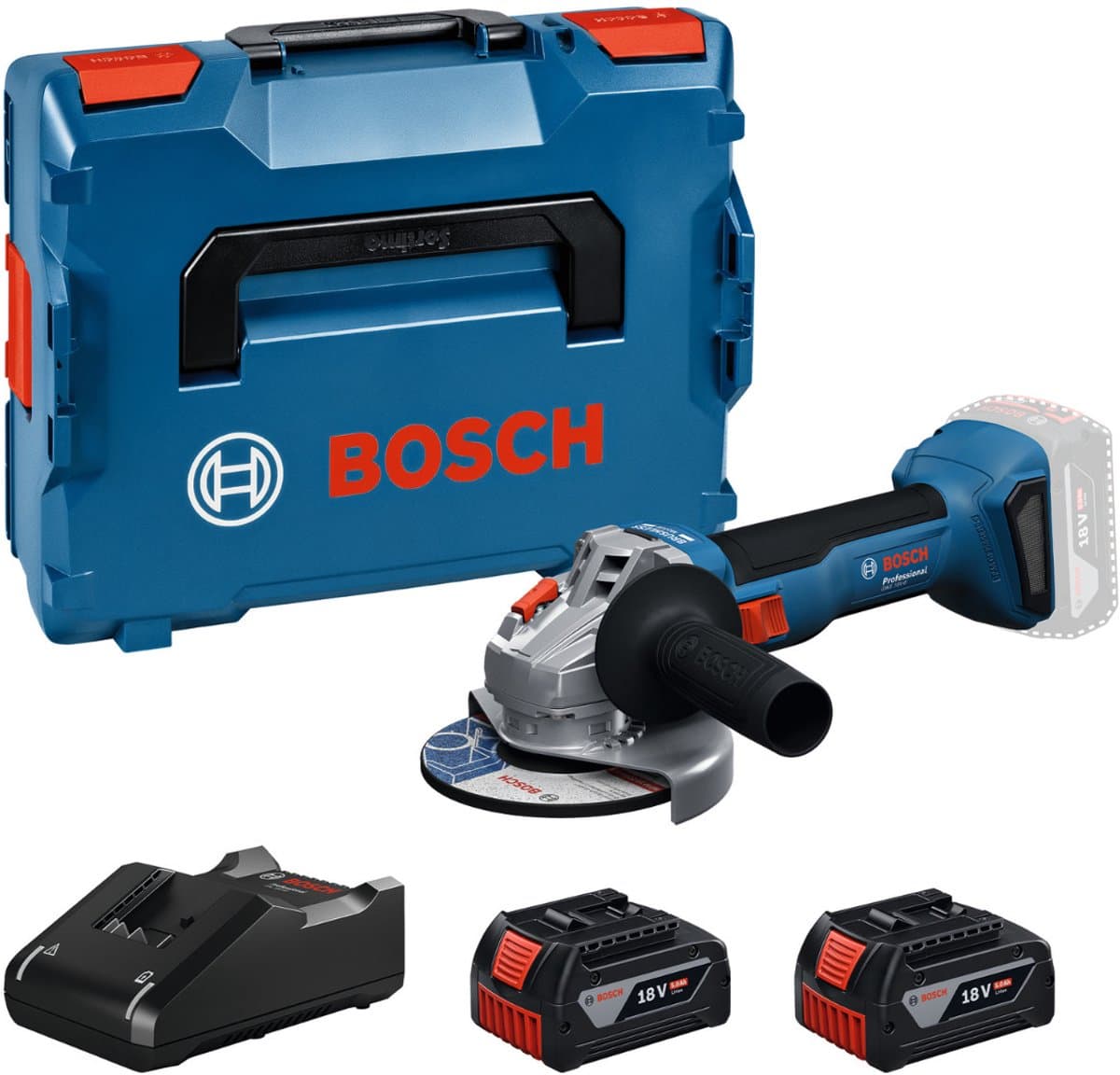 Bosch Professional GWS 18V-8 Accu haakse slijper 125mm 18V 5.0Ah in L-Boxx - 06019N9003 - Afbeelding 1