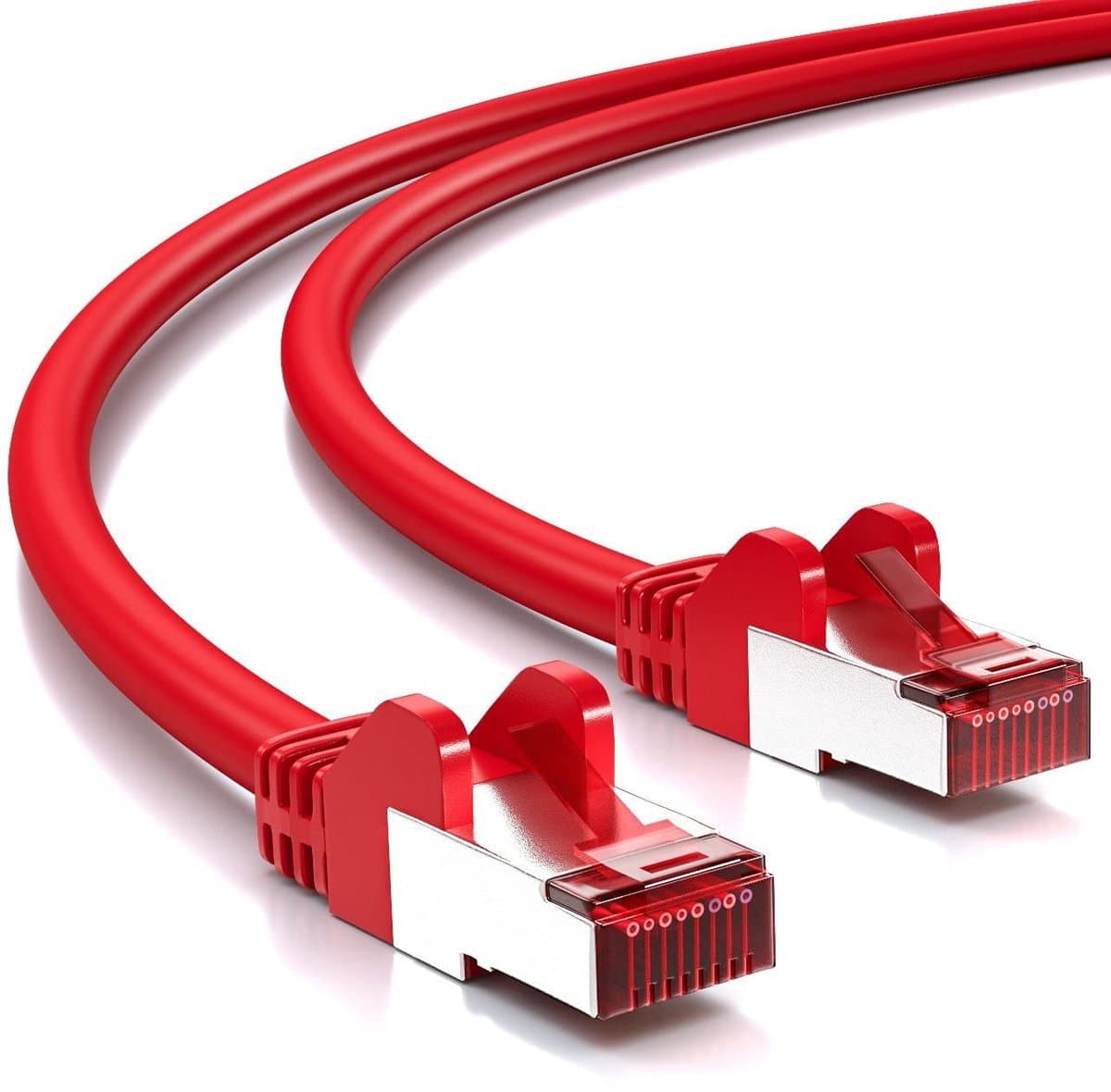 Netwerkkabel Cat6 - Ethernetkabel LAN-kabel - Internet Wifi Switch - S/FTP Halogeenvrij - 1 Meter - Rood - Afbeelding 1