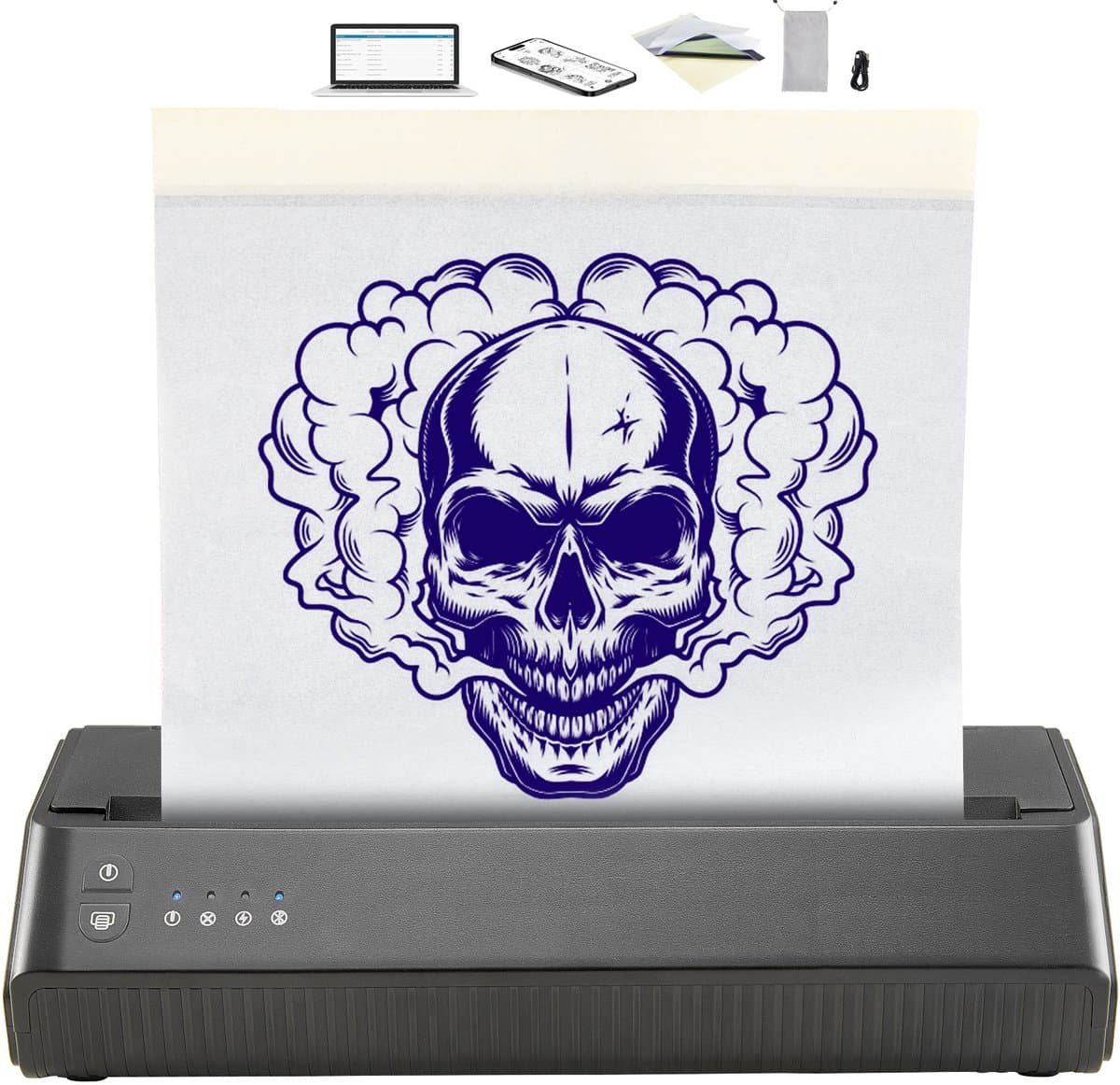 Tattoo Transfer Sjabloon Printer, Draadloos Bluetooth Apparaat Met 10 Stuks Papier en Stoffen Tas, Draagbaar voor Android, iOS, Telefoon, iPad en PC - Afbeelding 1