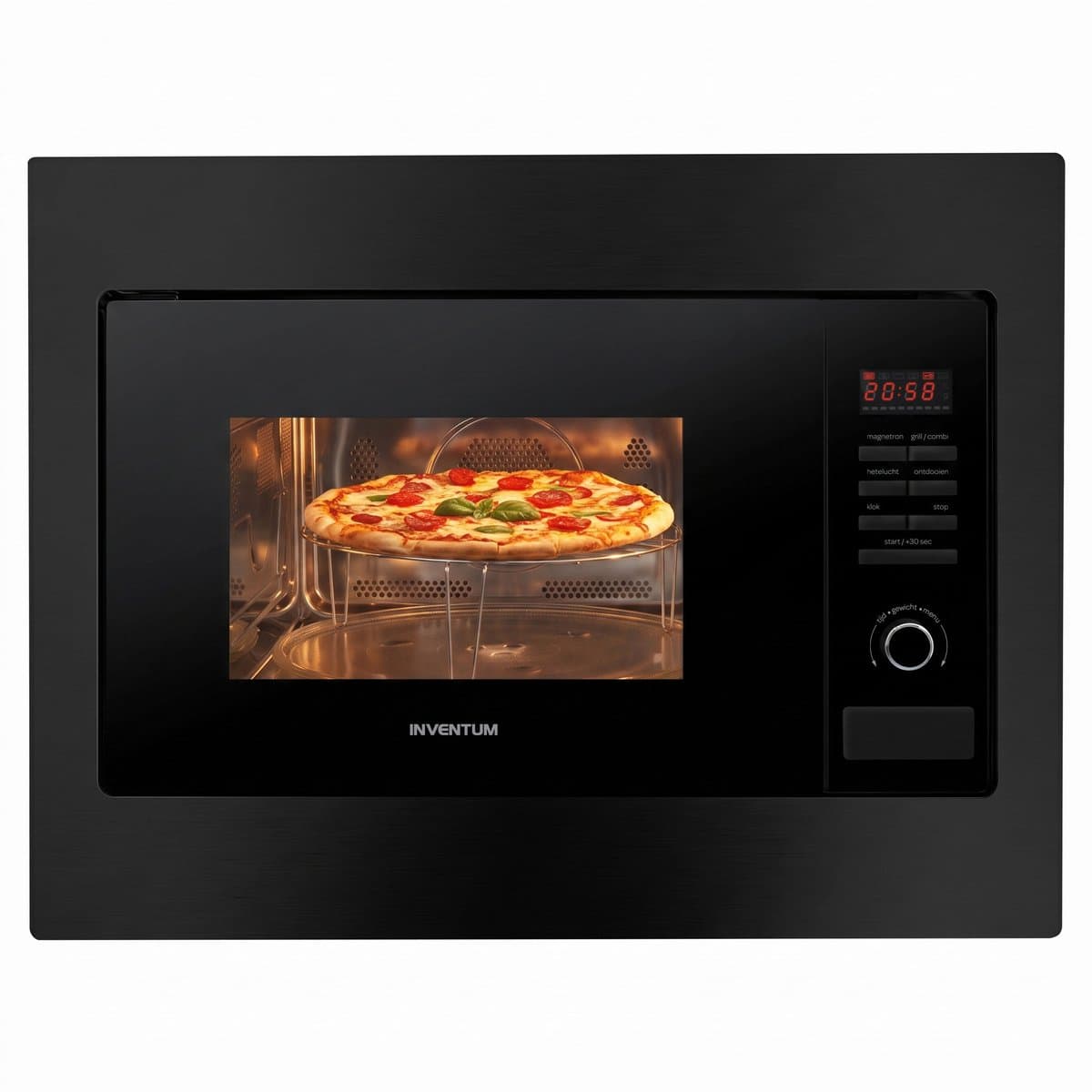 Inventum IMC6125FZWA Inbouw combimagnetron - 25L - 900W - 45cm - Hetelucht- en grillfunctie - Zwart - Afbeelding 1