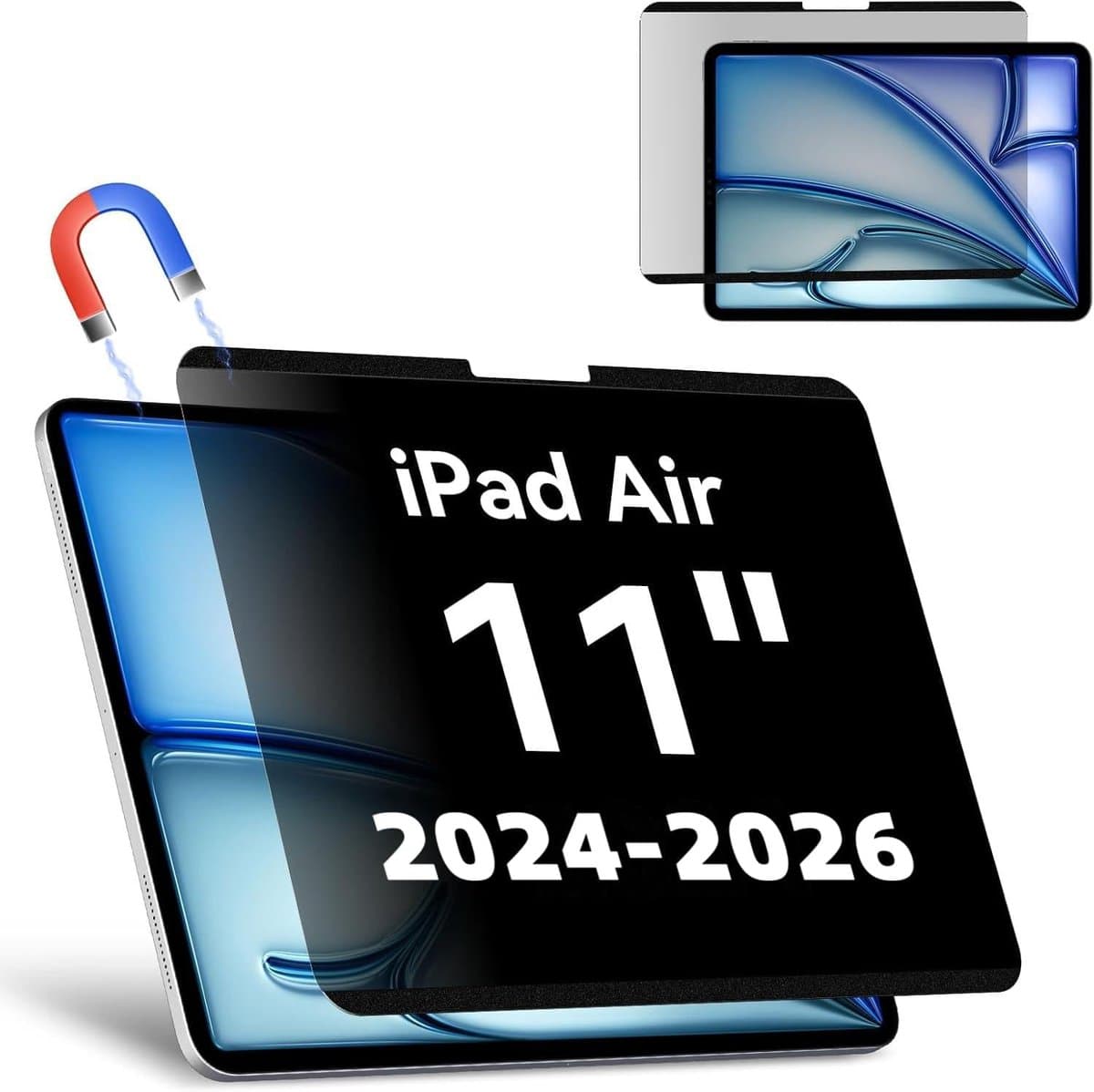 Privacyfilter voor iPad Air 11 inch M4/M3/M2 (2026/2025/2024), afneembaar, magnetisch, anti-spionagefilter, anti-blauw licht, herbruikbaar - Afbeelding 1