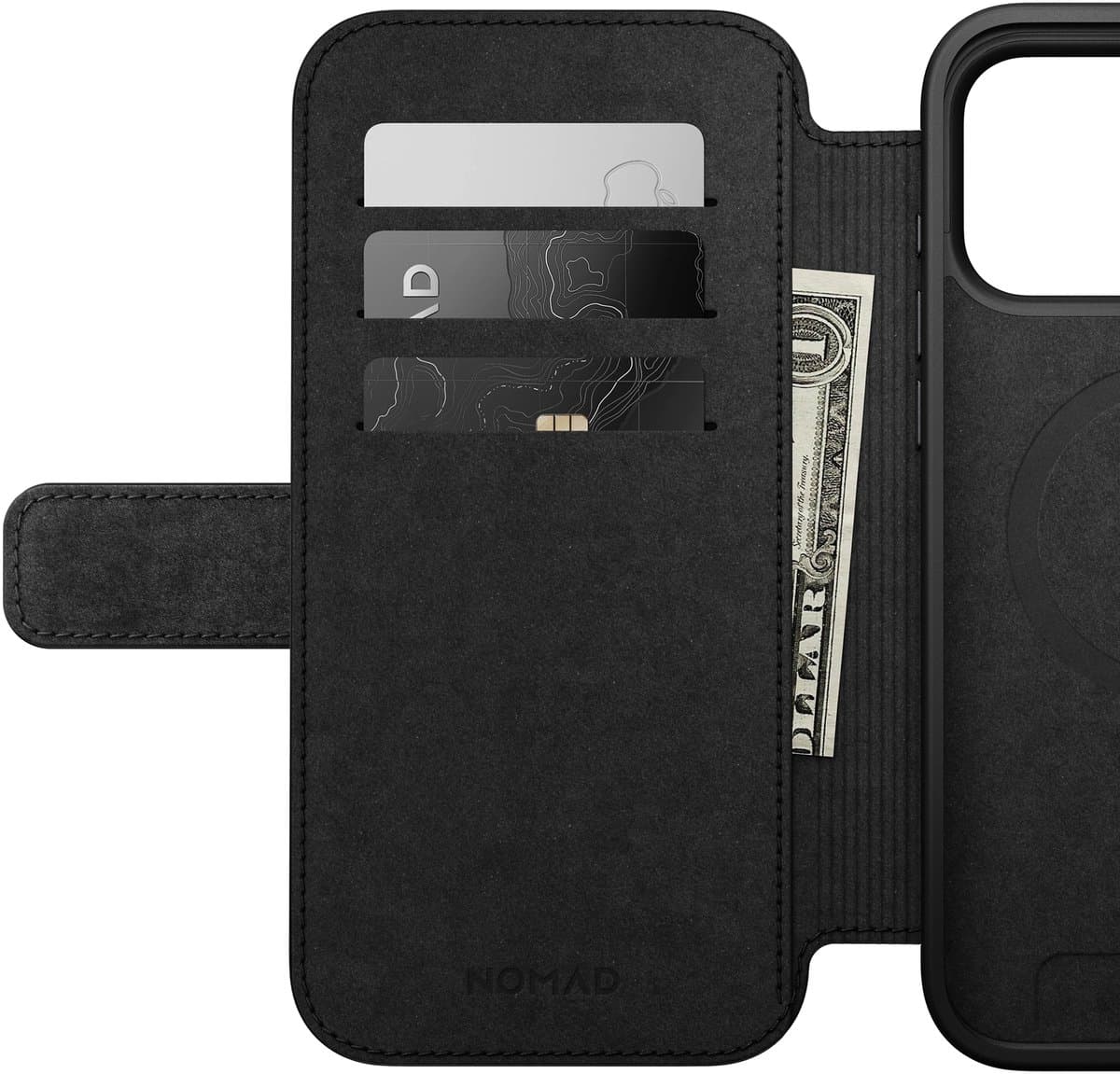 Nomad Modern Lederen Folio Hoesje – Geschikt voor iPhone 17 Pro Max – Gemaakt van echt leder – Ruimte voor 3 kaarten en geld – MagSafe compatible - Bruin - Afbeelding 1
