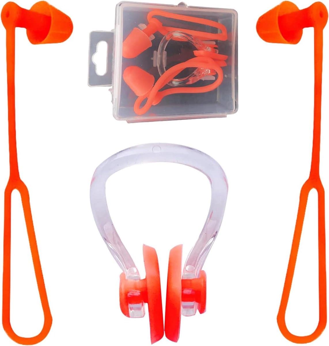 Oordopjes Neusclip - Zwemoordopjes Set - Watersport Bescherming - Kwallenvorm Ontwerp - 4 Paar - Oranje - Afbeelding 1