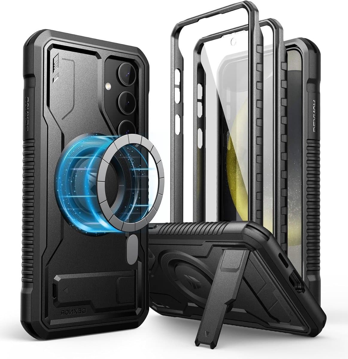 Samsung Galaxy S24 Plus Hoesje met Kickstand, 2 Voorframes en Screen Protector - Zwart, Bescherming en Functionaliteit - Afbeelding 1