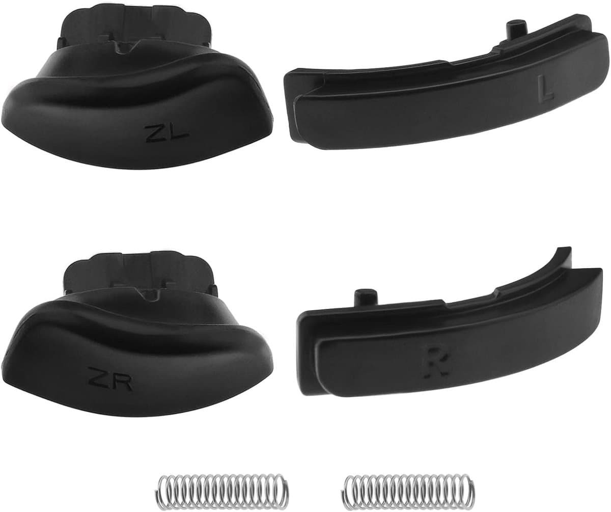 Be In Your Mind Set van 6 L R ZR ZL triggerknoppen met veren compatibel met Nintendo Switch Joy-Con Controller vervangende onderdelen zwart - Afbeelding 1