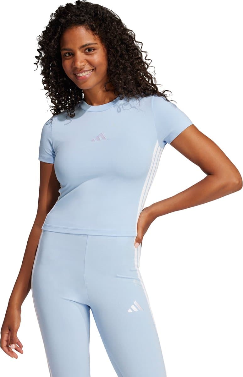 Adidas Sportswear Essentials 3-Stripes Slim-Fit Baby T-Shirt - Dames - Blauw - Afbeelding 1