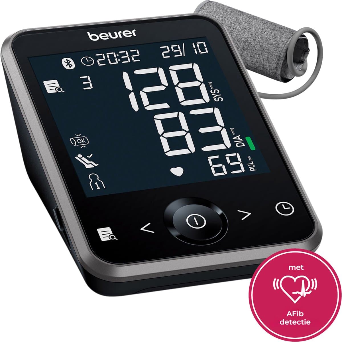 Beurer BM 64 bloeddrukmeter bovenarm - Smart - AFIB Detectie - Inflatie Technologie - Unieke rustindicator - 3-Voudige Meting - Manchet 22-42 cm - 5 jaar garantie - Afbeelding 1