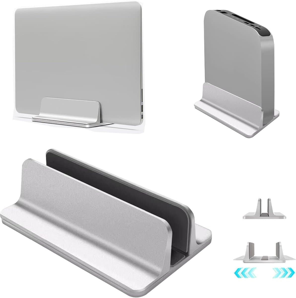 Laptopstandaard, aluminium verstelbare notebookstandaard, verstelbare dockgrootte (tot 43,94 cm) voor MacBook Pro/Air, en andere, zilver - Afbeelding 1