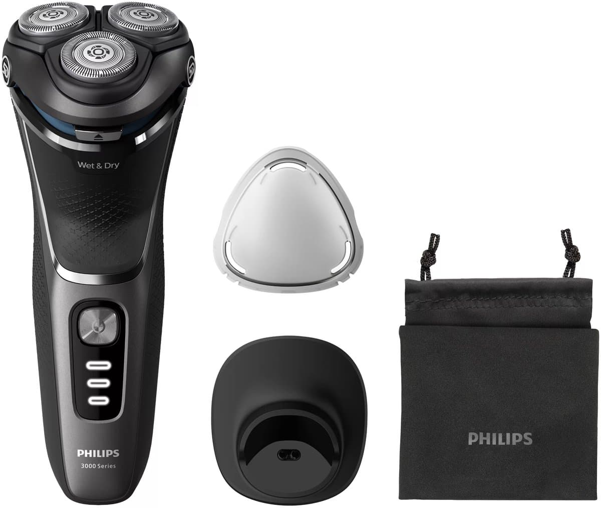 Philips Shaver Series 3000 S3343/13 – Nat & droog - Scheerapparaat voor mannen - Reisetui en oplaadstandaard – Donkergrijs - Afbeelding 1