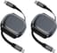 Retractable USB C Kabel 1m (2-pack) - 240W Snelle Oplader, Verstelbare Lengte voor iPhone en Galaxy Smartphones