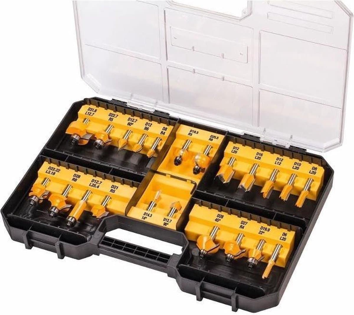 DeWALT DT90017-QZ - Bovenfrezenset - 22-delig - 8 mm Schacht - HM Hardmetaal - Inclusief Koffer - Afbeelding 1