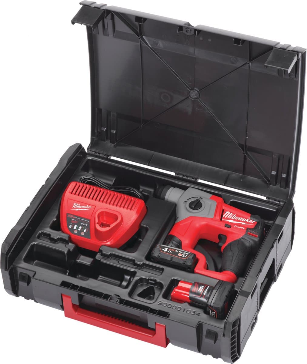 Milwaukee M12 CH-402X - Accuklopboorhamer - 12V - Inclusief Koffer, 2x M12 accu, C12 C snellader - Afbeelding 1