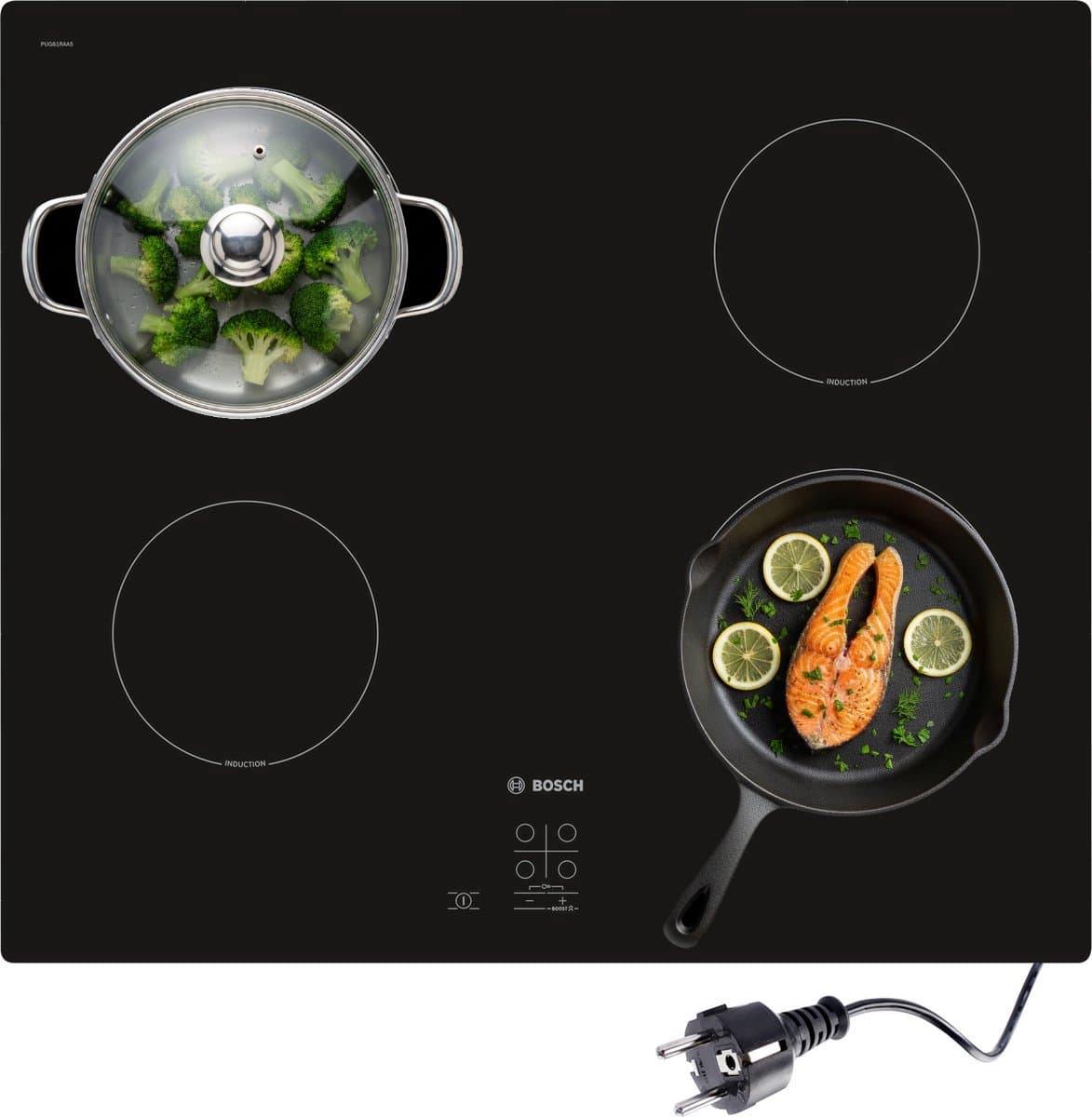Bosch PUG61RAA5D - Serie 2 - Inbouw Inductiekookplaat - 60 cm - Power Boost: tot wel 35% meer vermogen voor sneller verwarmen op inductie - Afbeelding 1