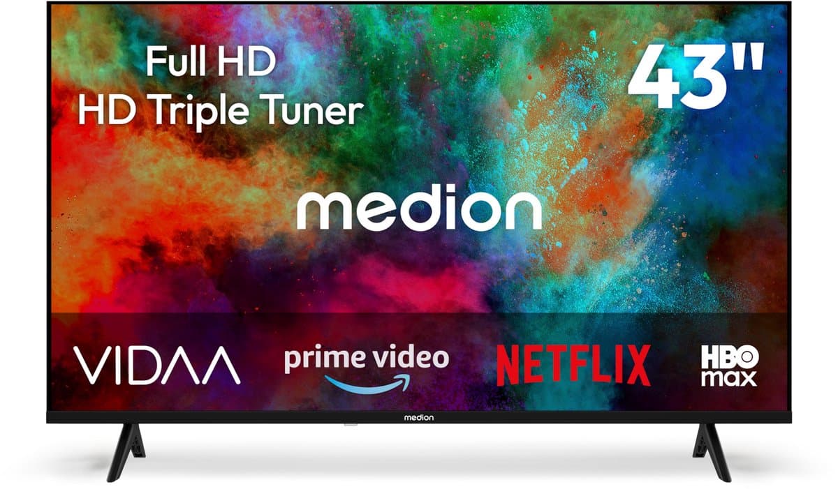 MEDION 108 cm (43 inch) Full HD-televisie (Smart-TV, VIDAA Store, Prime Video, Disney+, DAZN, Paramount+, HbbTV, PVR, HD Triple Tuner, MD 843102) - Afbeelding 1