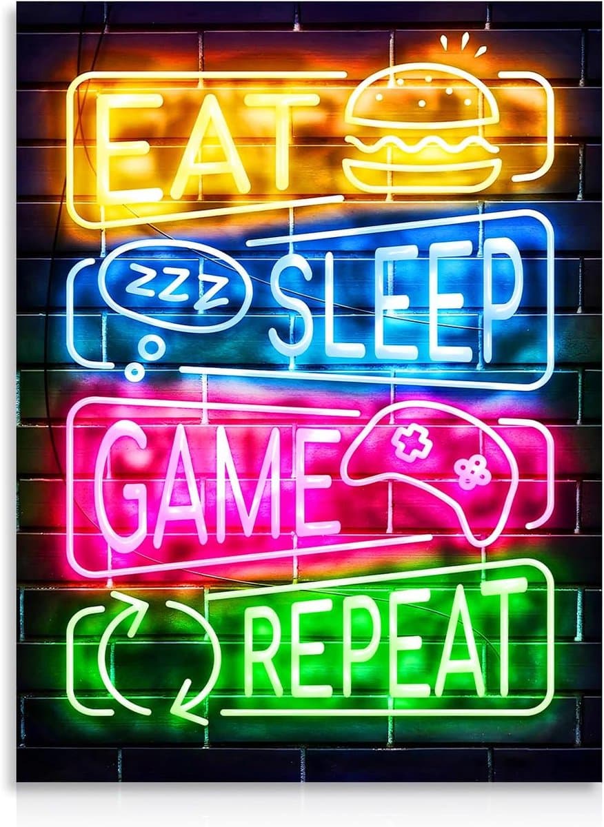 Neon Game Poster - Muurschildering Kunst - Kamer Decoratie - Cyberpunk Stijl - 30x40 cm - Spelpanelen - Afbeelding 1