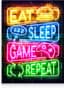 Neon Game Poster - Muurschildering Kunst - Kamer Decoratie - Cyberpunk Stijl - 30x40 cm - Spelpanelen