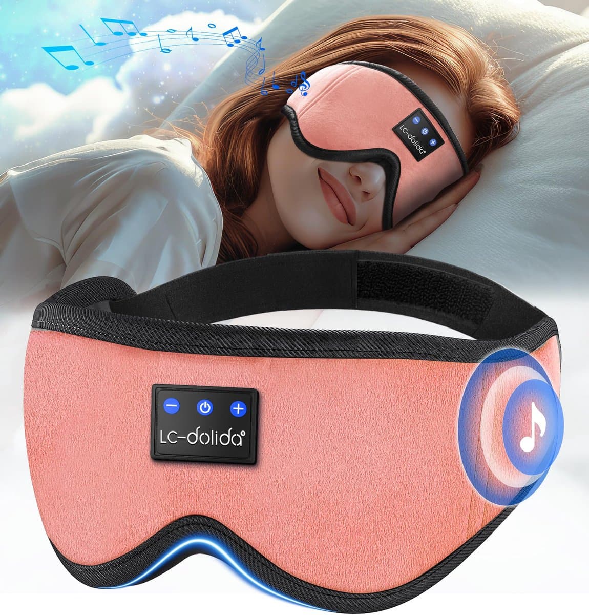 Bluetooth Slaapmasker met Koptelefoon - Zacht & Volledige Verduistering voor Optimaal Slaapcomfort - Afbeelding 1