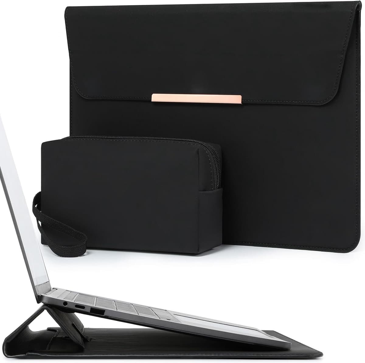 HYZUO 13,3-14 Inch Laptophoes Tas met Standaard voor MacBook, Zwart - ShopVlot - Afbeelding 1