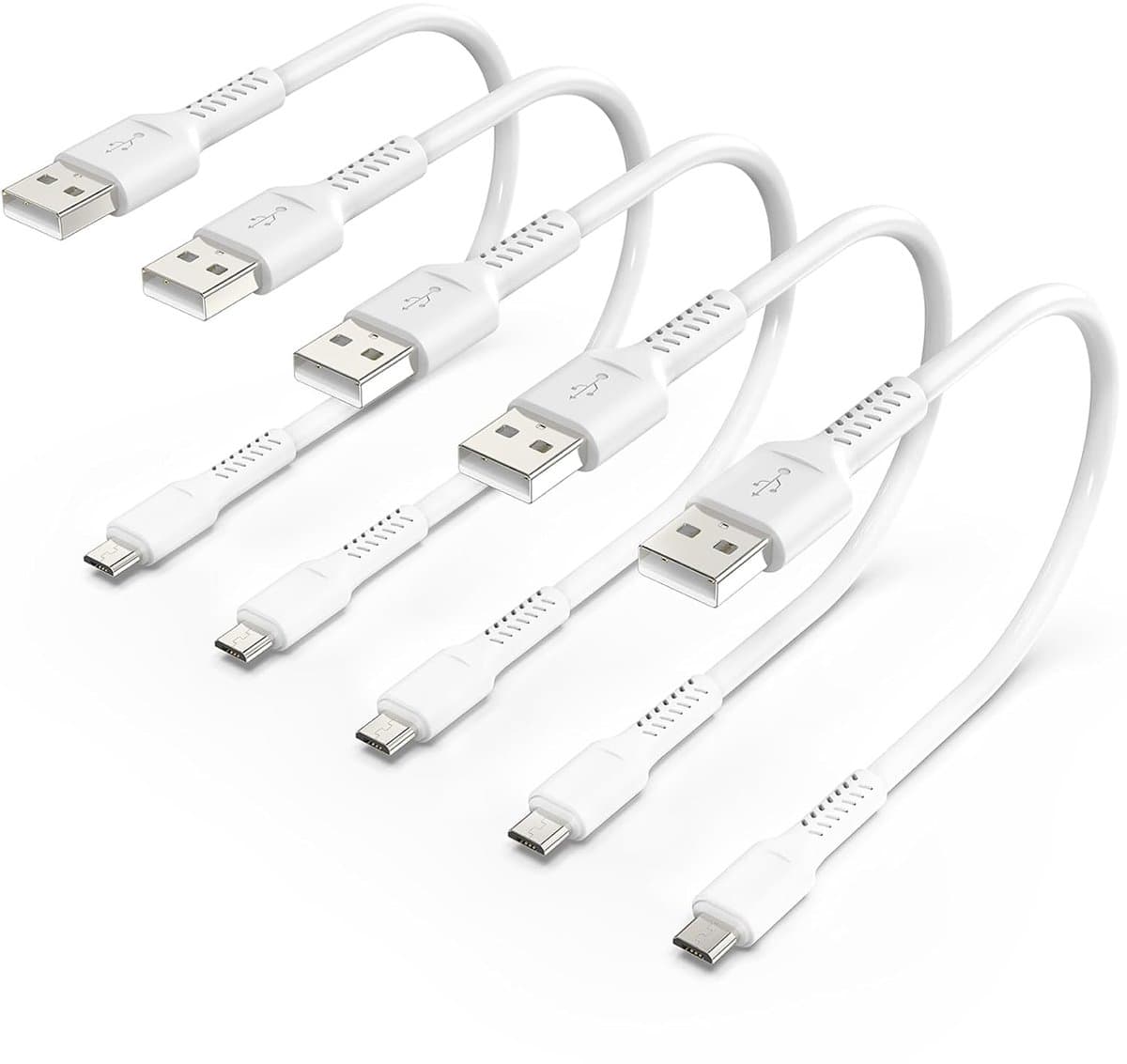 30 cm Korte Micro USB Kabel [5 Stuks], USB A naar Micro Oplaadkabel 3A Snellaadkabel en Datakabel Compatibel met Samsung Galaxy S7/S6/S5/J3/J5/J7, Huawei, HTC, LG, Nexus, Sony, Kindle, PS4 - Afbeelding 1