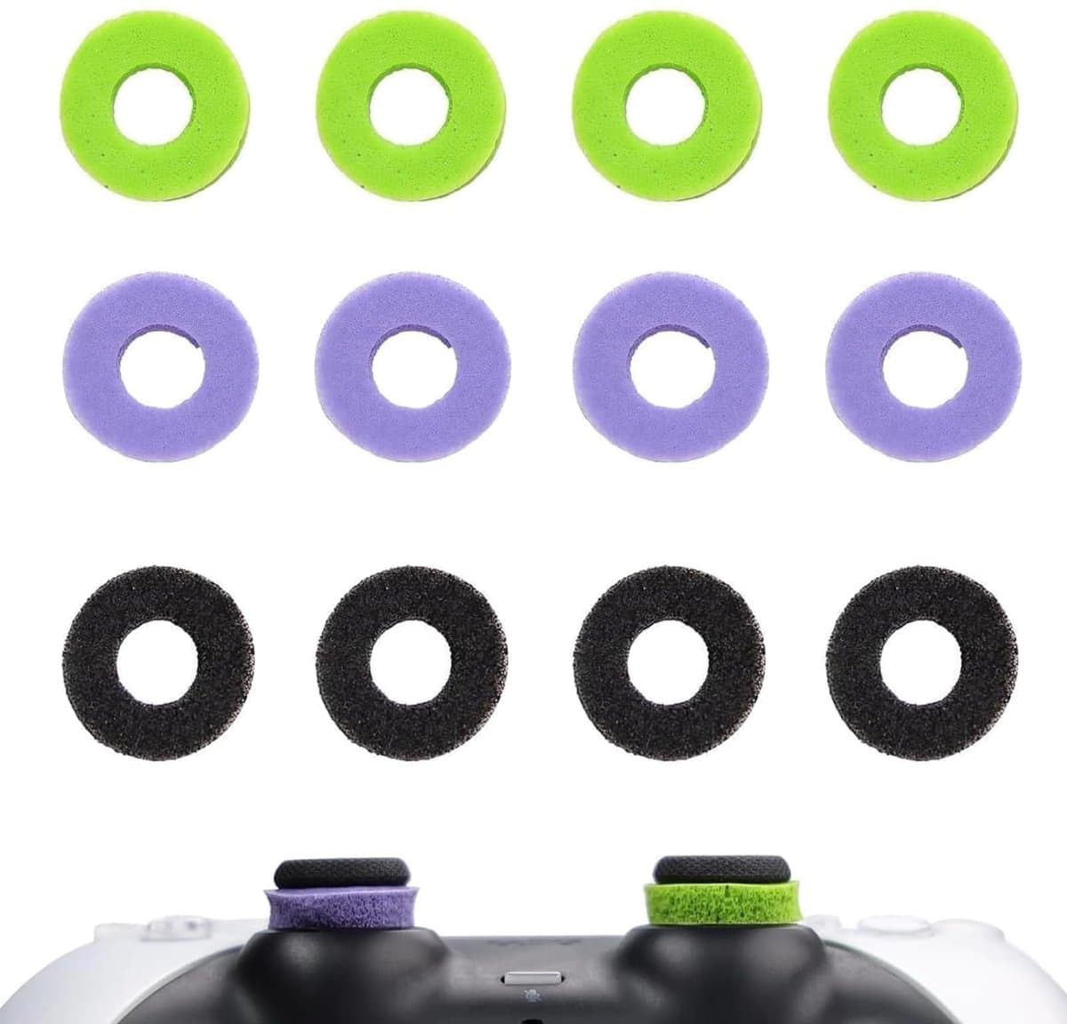 Set van 12 precisieringen voor PS5 & PS4 controllers, siliconen joystickdempers - Afbeelding 1