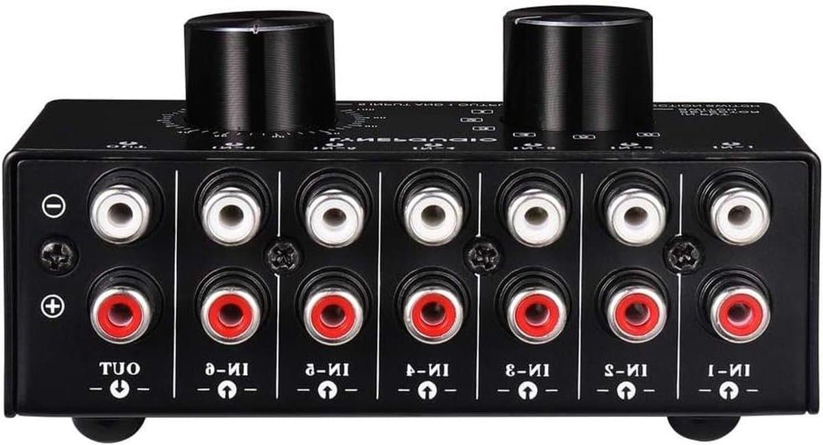 Audio Selector - Signaal Switcher - Meerdere Bronnen - Met Volumeregeling - 6 Ingangen - Zwart - Afbeelding 1