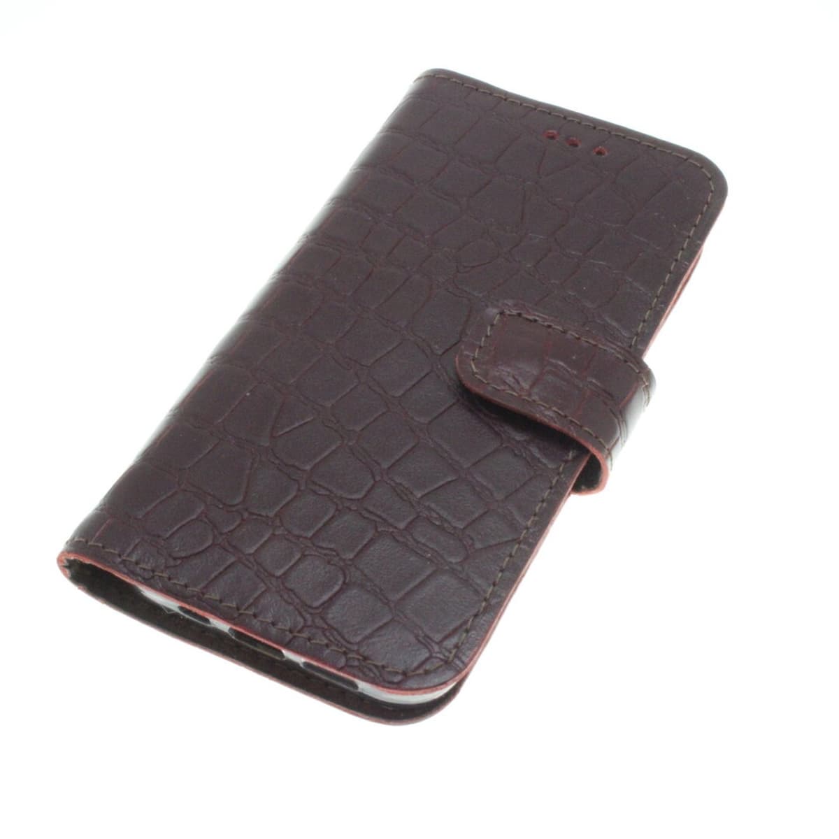 Apple iPhone 17 bordeauxrood krokodillenprint kalfsleer hoesje Nr-79 - Afbeelding 1