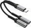 USB C-adapter, 60 W, 2-in-1, splitter type C naar 2 type C, gelijktijdig opladen en audio met hoge resolutie, compatibel met iPhone 16/15 iPad Air/Pro Samsung Galaxy S24/S23/S22/S21 Google