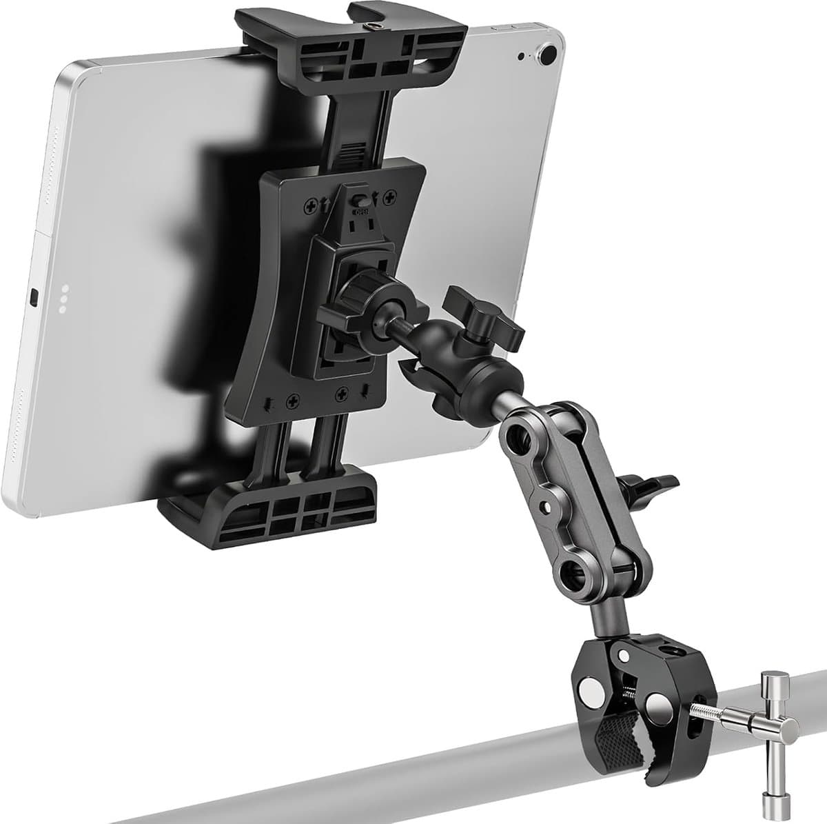 Tablethouder voor Loopband Met Metalen Armen, 360° Rotatie Hometrainer Tablethouder, Microfoonstandaard voor iPad Pro iPad Air iPad Mini, 4,7-12,9'' Tablet - Afbeelding 1