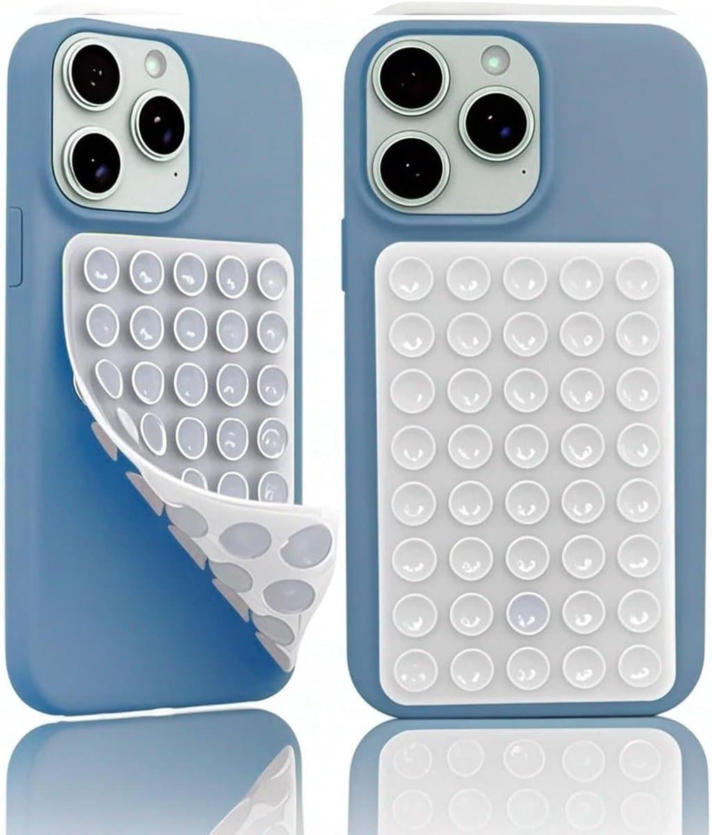 Siliconen zuignaphouder, dubbelzijdige universele telefoonhouder, sterke hechting, voor iPhone en Android, eenvoudig te verwijderen, witte smartphonehouder - Afbeelding 1
