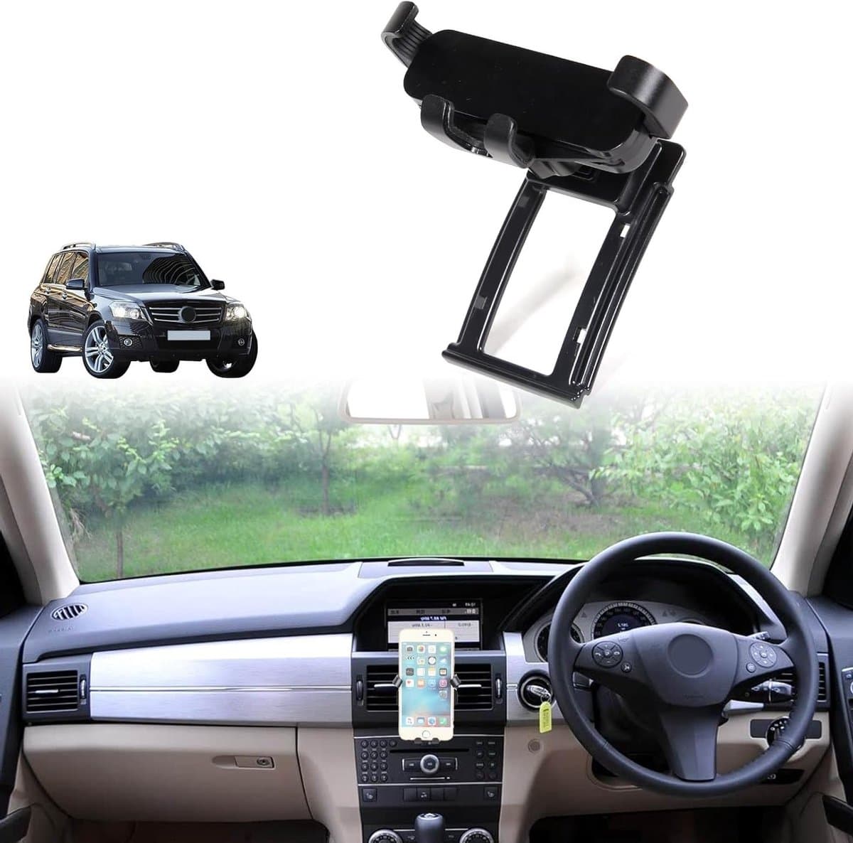 Autotelefoonhouder voor Mercedes-Benz GLK 2008-2012 - 360 Draaibaar, Geschikt voor iPhone en Android Smartphones, Ideaal voor Auto Accessoires - Afbeelding 1